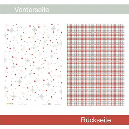 Kariert + Sterne - Serie Winterbeeren - Designpapier